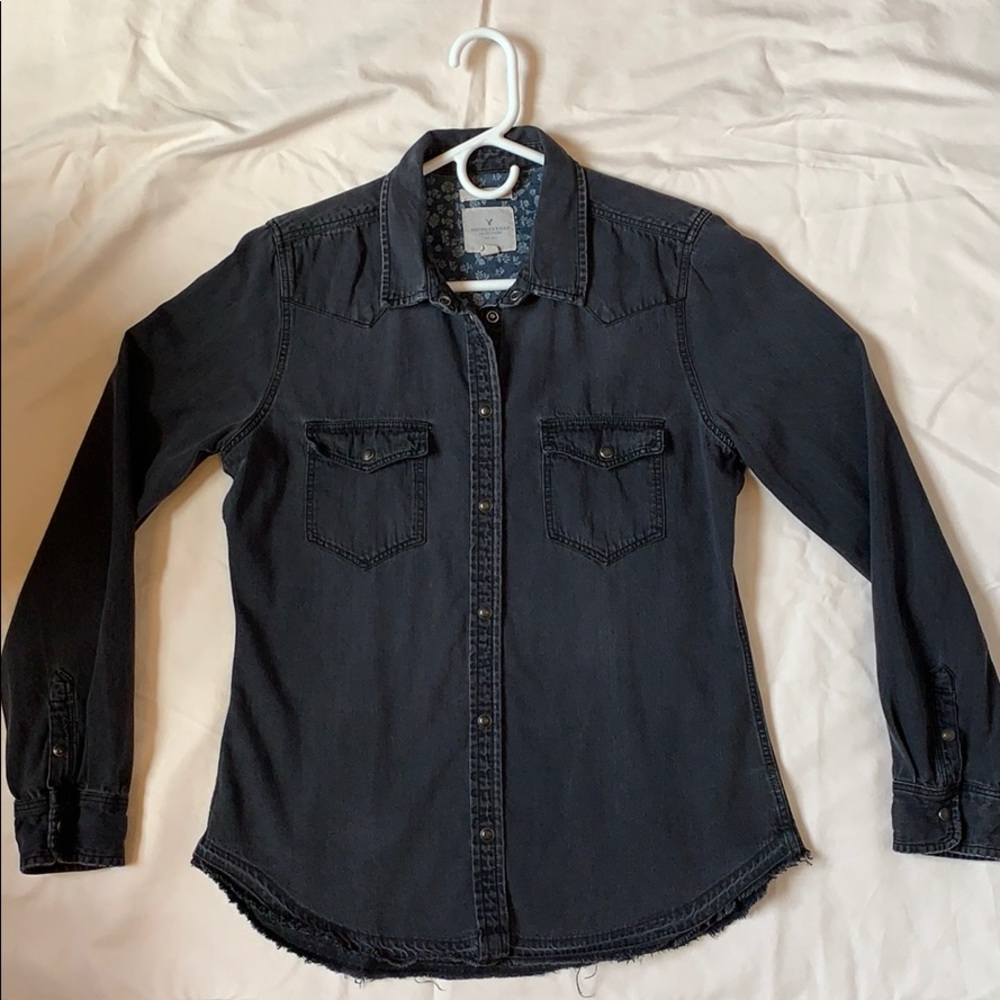 Black Denim Button Down Shirt